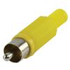 Connettore RCA maschio in PVC, colore giallo, placcato oro, Montaggio: Saldatura,
Protezione cavo.